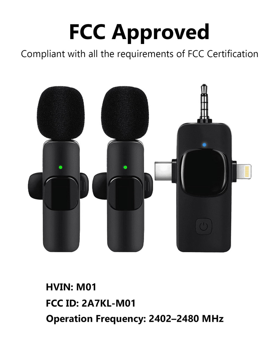 2.4GHz Wireless Lavalier Microphone – Portable Mini Mic for Clear Audio Recording