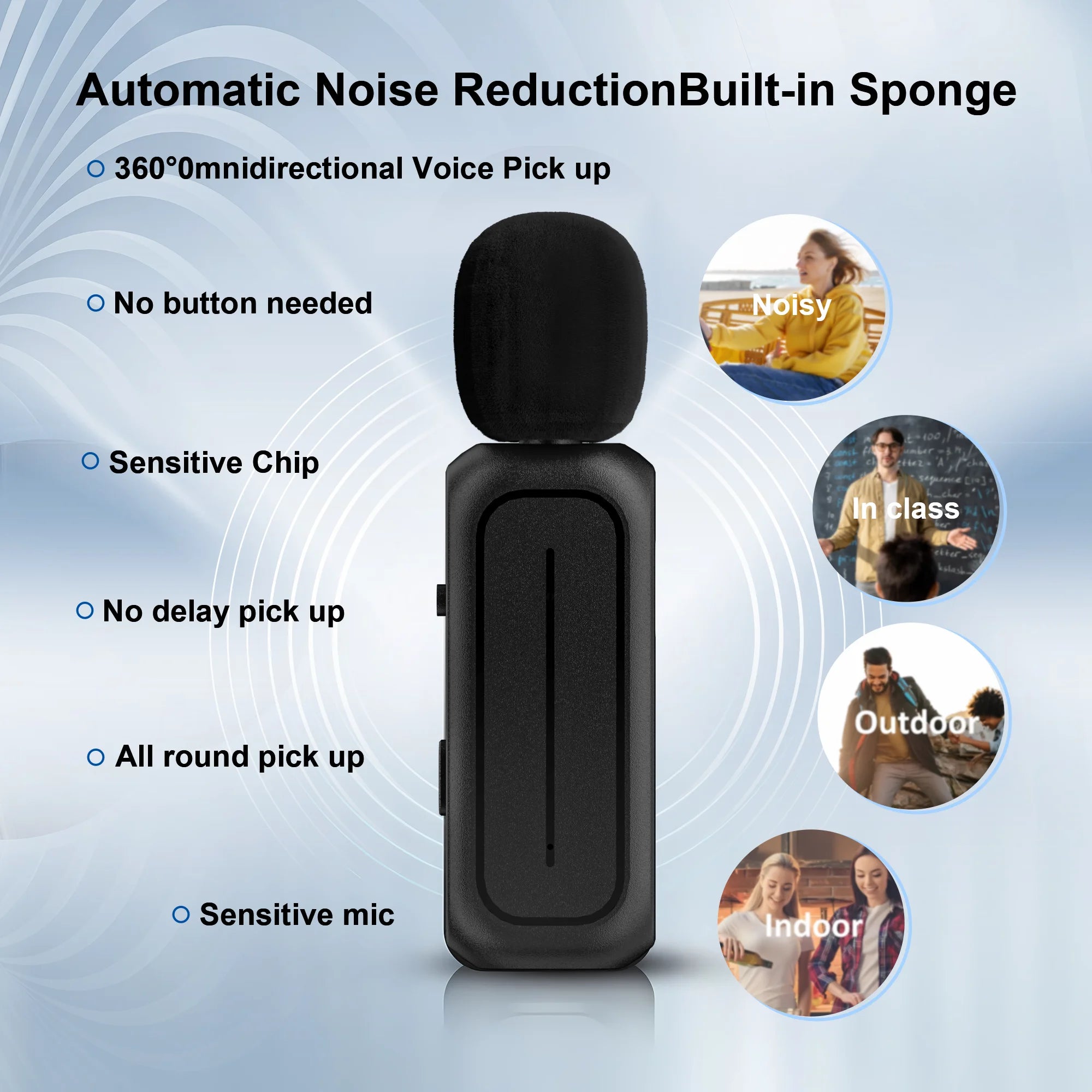 Wireless Lavalier Microphone – Mini Lapel Mic for iPhone, iPad & Android