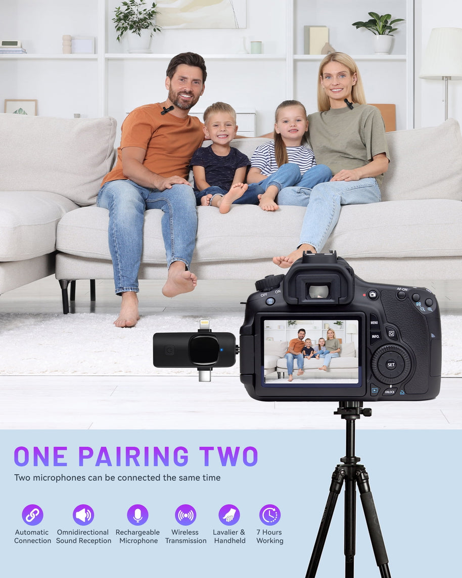 2.4GHz Wireless Lavalier Microphone – Portable Mini Mic for Clear Audio Recording