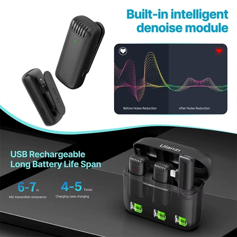 J12 Wireless Lavalier Microphone – Mini Lapel Mic for iPhone & Android