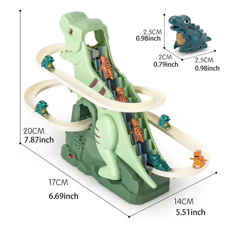 Dinosaur Climbing Slide Toy – Electric Music Track Set with 3 Dinosaurs, Fun Gift for Kids