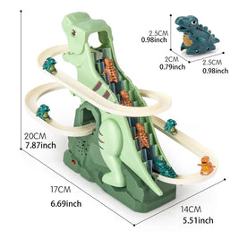Dinosaur Climbing Slide Toy – Electric Music Track Set with 3 Dinosaurs, Fun Gift for Kids