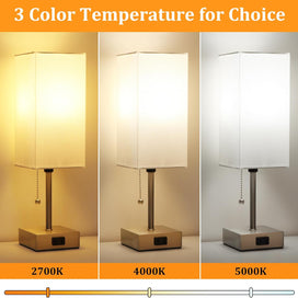 Touch Control Bedside Lamp – 3-Way Dimmable Nightstand Lamp with USB Ports