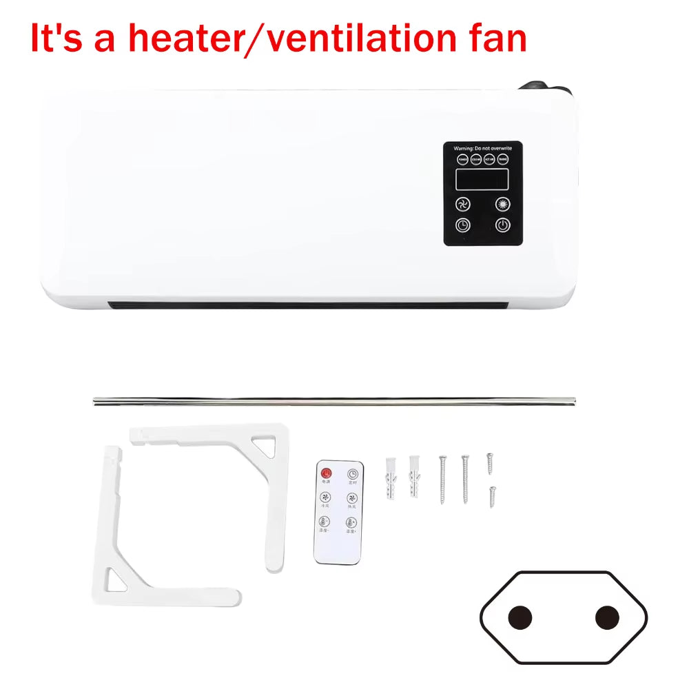 Wall-Mounted Electric Space Heater – Remote Control 3D Fan Heater for Home