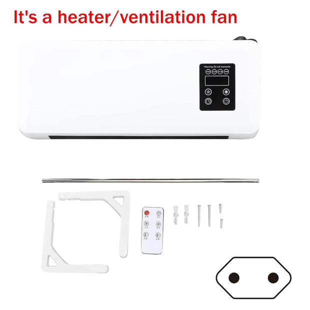 Wall-Mounted Electric Space Heater – Remote Control 3D Fan Heater for Home