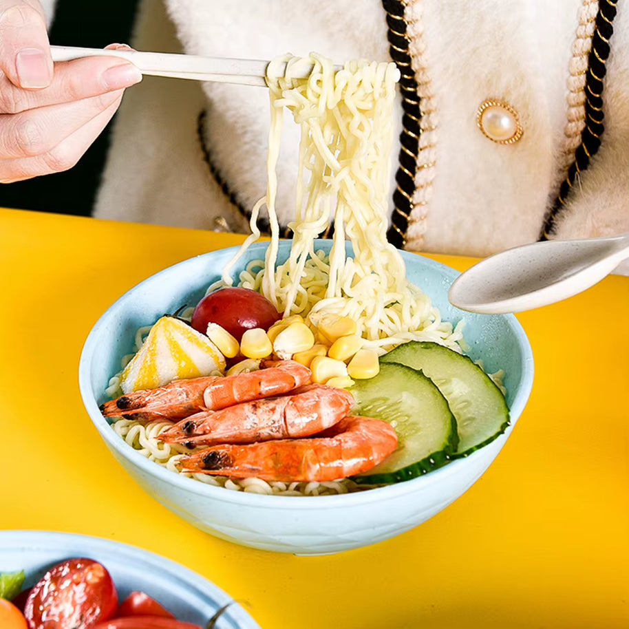 Microwave Ramen Cooker Bowl Set with Chopsticks, Spoon & Fork – Instant Noodle Bowl for Students & Home