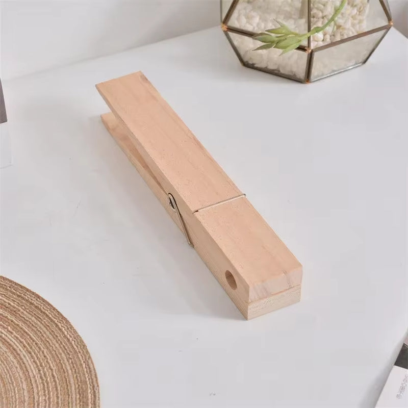 Wooden Clothespin Towel Holder – Rustic Wall-Mounted Bathroom Hook