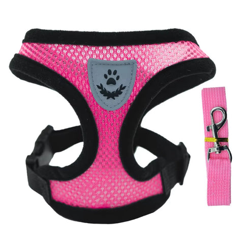 Adjustable Cat & Dog Harness Vest – Breathable Mesh Leash Set for Small & Medium Pets