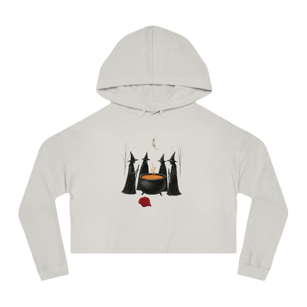 Witches get it done Hoodie, Halloween Sweatshirt, Cauldron Crop Top, Red Hat Cropped Jumper, Women's Pullover, Spooky Witch Hoodie