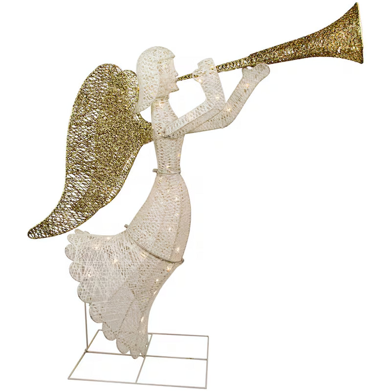 48-In Freestanding Angel Yard Decoration with Clear LED Lights