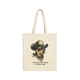 Introverted but willing to discuss dogs tote
