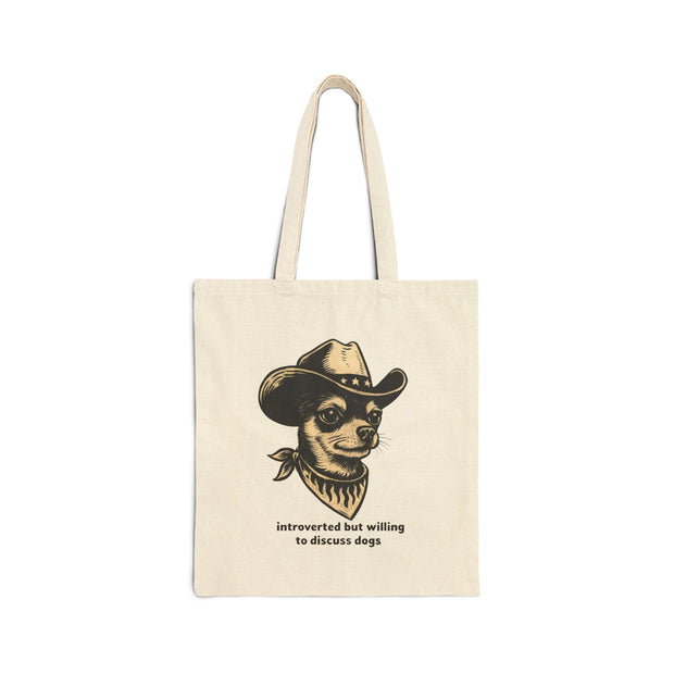 Introverted but willing to discuss dogs tote