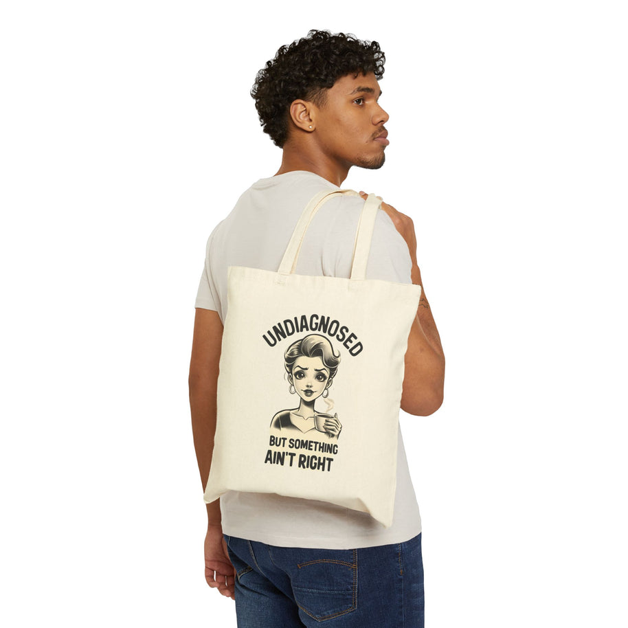 Eco friendly, “Undiagnosed but Something Ain’t Right” Retro Coffee Girl Tote Bag