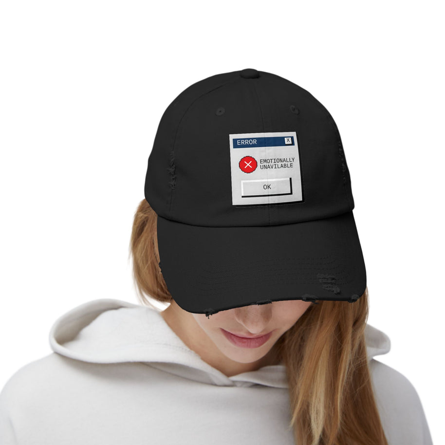 Unisex Distressed Cap Emotionally Unavailable