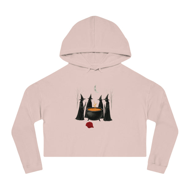 Witches get it done Hoodie, Halloween Sweatshirt, Cauldron Crop Top, Red Hat Cropped Jumper, Women's Pullover, Spooky Witch Hoodie