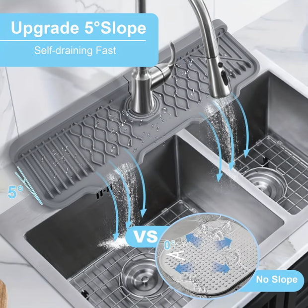 Silicone Faucet Splash Guard – Sink Drip Catcher Tray & Splash Pad
