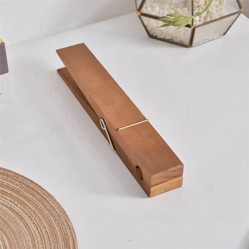 Wooden Clothespin Towel Holder – Rustic Wall-Mounted Bathroom Hook
