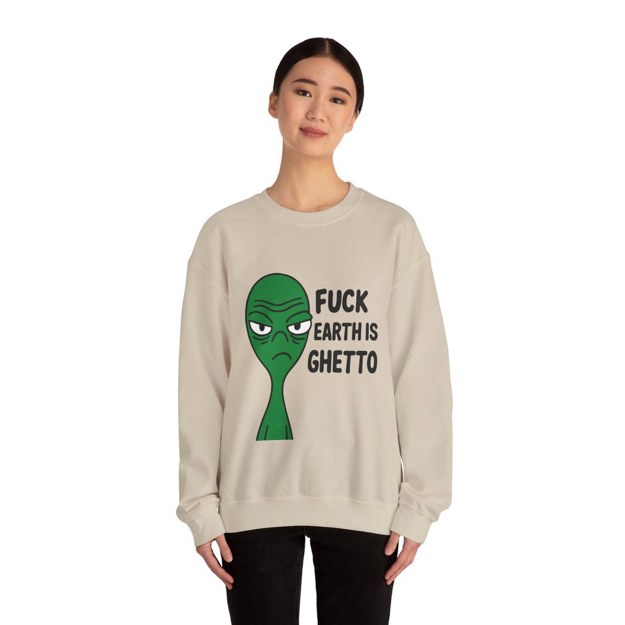 Funny Alien Sweatshirt, Cozy Unisex Crewneck, Unique Gift, Casual Wear, Everyday Humor, Trendy Fashion