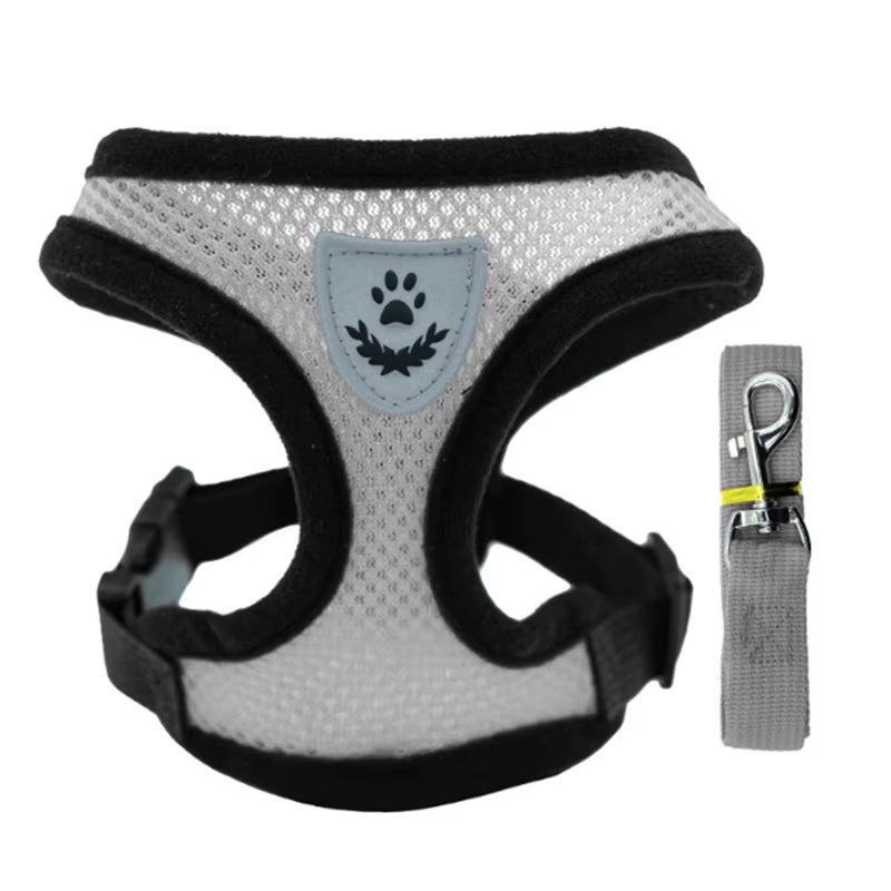 Adjustable Cat & Dog Harness Vest – Breathable Mesh Leash Set for Small & Medium Pets