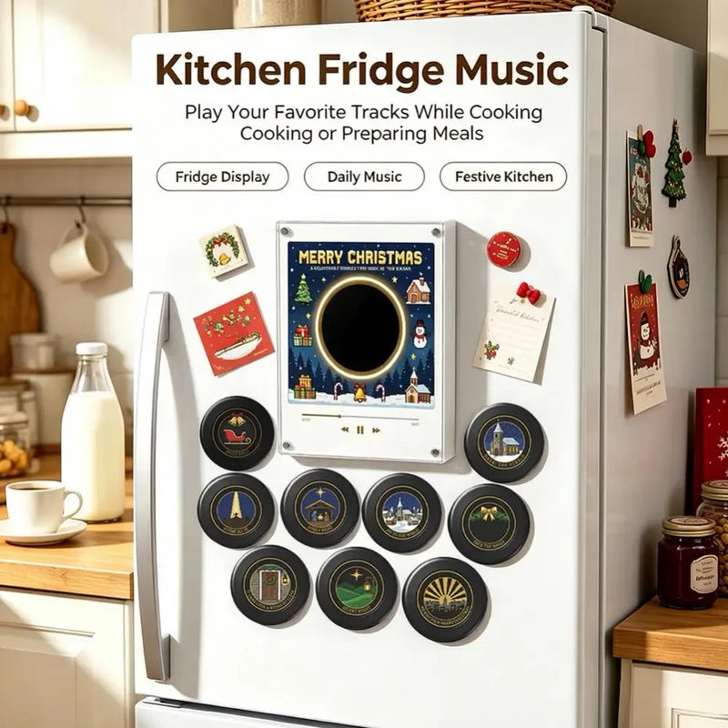 Christmas NFC Music Player Vinyl Record Fridge Magnet LED Night Light