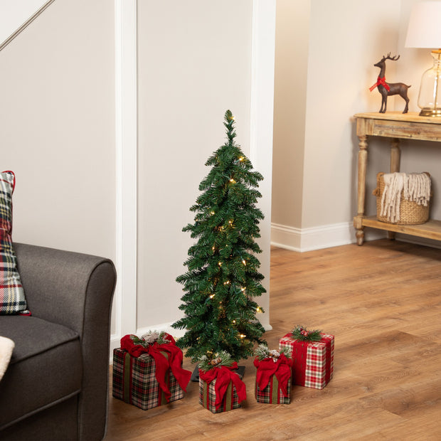 Pre-Lit Pencil Alpine Artificial Christmas Tree - 3' - Clear Lights