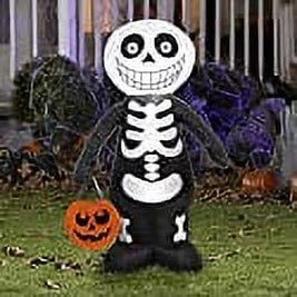 Airblown Inflatable Skeleton Boy, 3.5 Ft Tall, Multicolored, Halloween Yard Decoration