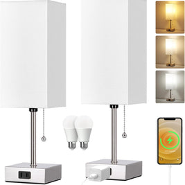 Touch Control Bedside Lamp – 3-Way Dimmable Nightstand Lamp with USB Ports