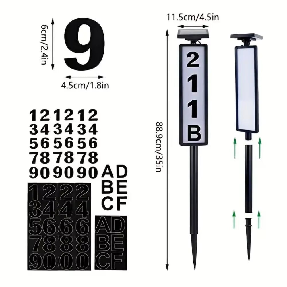 1Pc Lighting House Number Light, Solar Address Sign Light with Stake,Solar Powered LED Lighting Address Sign for Houses and Home