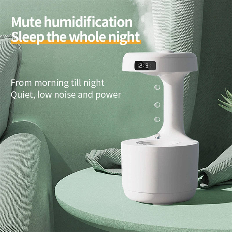 Anti-Gravity Bedroom Humidifier – Large Capacity Aroma Diffuser with Clock & Backflow Mist
