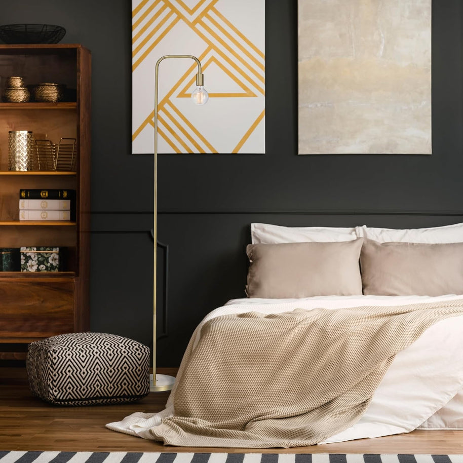 Holden 70" Floor Lamp – Matte Brass Modern Standing Lamp with Foot Switch