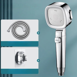 High Pressure Shower Head – 3 Mode Adjustable Water-Saving Spray with Stop Button