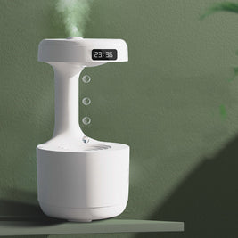 Anti-Gravity Bedroom Humidifier – Large Capacity Aroma Diffuser with Clock & Backflow Mist