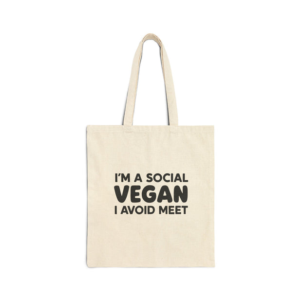 Social Vegan Cotton Canvas Tote Bag - Eco-Friendly Reusable Bag for Groceries, Beach, Shopping, Gift Ideas, Sustainable Lifestyle