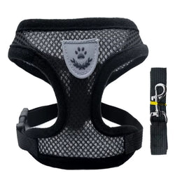 Adjustable Cat & Dog Harness Vest – Breathable Mesh Leash Set for Small & Medium Pets