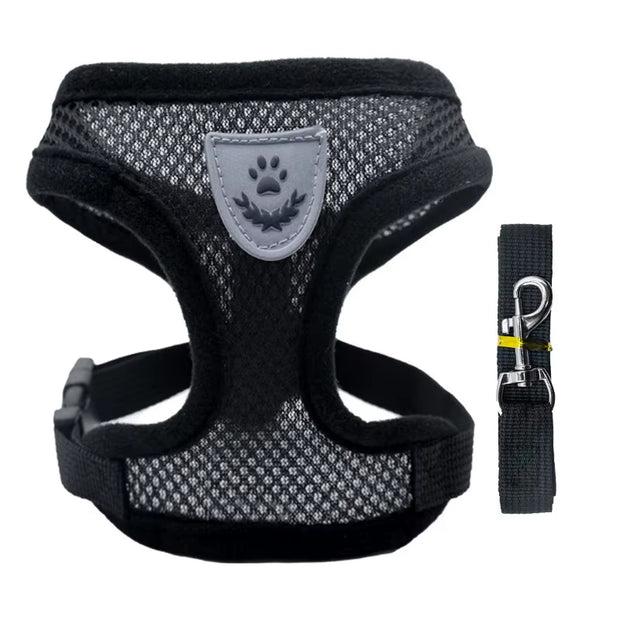 Adjustable Cat & Dog Harness Vest – Breathable Mesh Leash Set for Small & Medium Pets