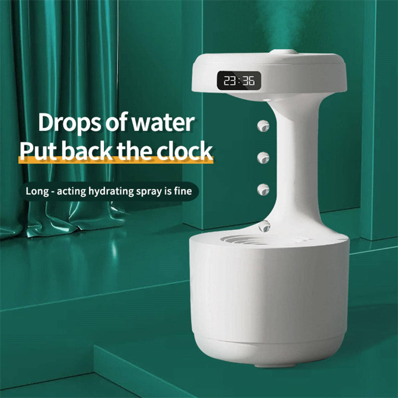 Anti-Gravity Bedroom Humidifier – Large Capacity Aroma Diffuser with Clock & Backflow Mist