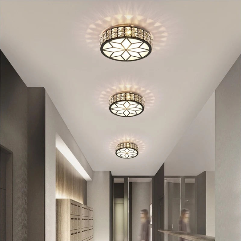 Nordic LED Crystal Ceiling Lamp – Modern Gold & Black Chandelier Light for Living Room