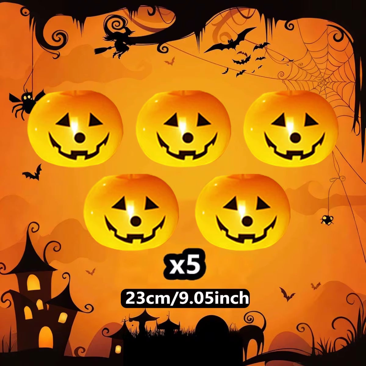 5/10Pcs Halloween Pumpkin LED Luminous Latex Balloon Halloween Decoration Home Outdoor Halloween Pumpkin Decoration