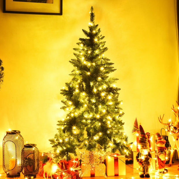 Pre-Lit Artificial Half National Christmas Tree with 8 Flash Modes