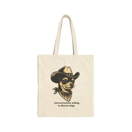Introverted but willing to discuss dogs tote