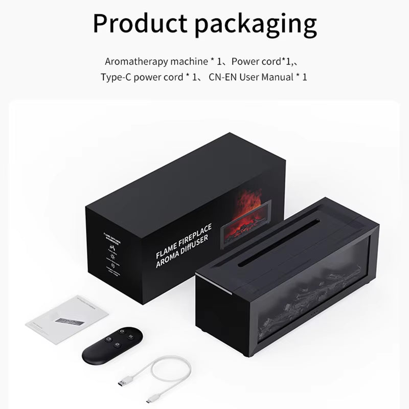 Creative Fireplace Humidifier & Aroma Diffuser – LED Light & Remote Control