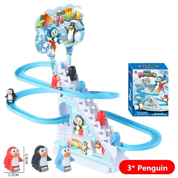 Electric Duck Race Track Toy – Climbing Roller Coaster Set with Lights & Music for Kids