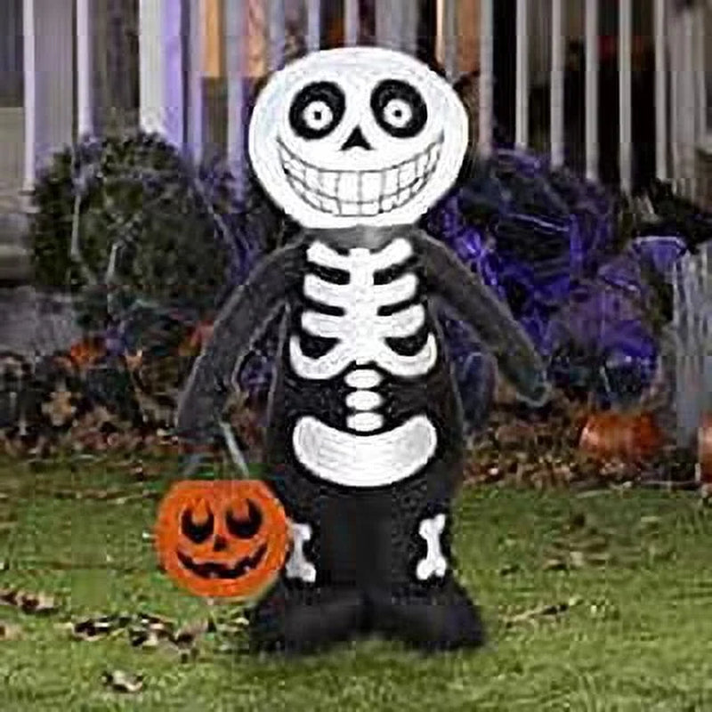 Airblown Inflatable Skeleton Boy, 3.5 Ft Tall, Multicolored, Halloween Yard Decoration