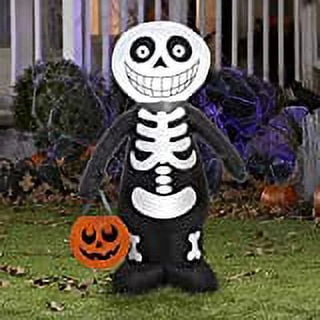 Airblown Inflatable Skeleton Boy, 3.5 Ft Tall, Multicolored, Halloween Yard Decoration
