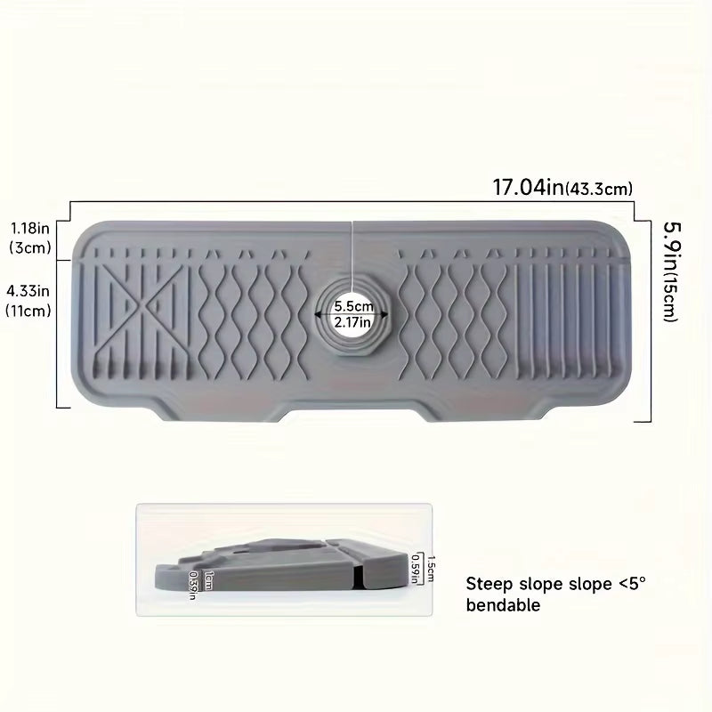 Silicone Faucet Splash Guard – Sink Drip Catcher Tray & Splash Pad