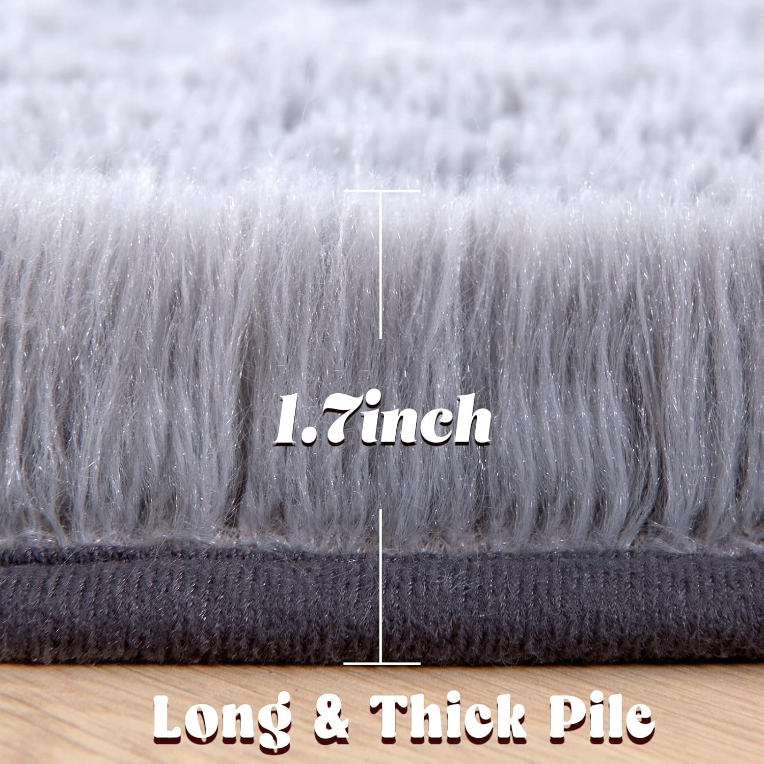 Round Fluffy Rug 5x5ft – Soft Plush Shaggy Carpet for Girls Bedroom & Nursery, Grey