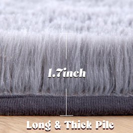 Round Fluffy Rug 5x5ft – Soft Plush Shaggy Carpet for Girls Bedroom & Nursery, Grey