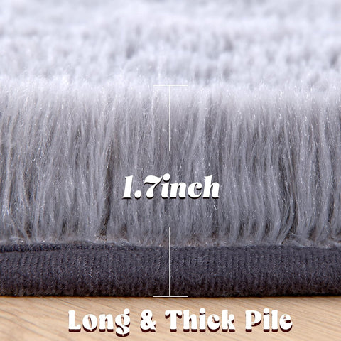 Round Fluffy Rug 5x5ft – Soft Plush Shaggy Carpet for Girls Bedroom & Nursery, Grey