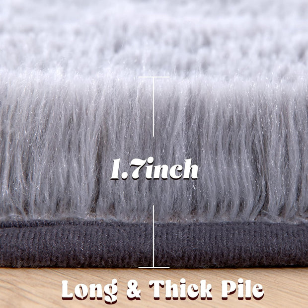 Round Fluffy Rug 5x5ft – Soft Plush Shaggy Carpet for Girls Bedroom & Nursery, Grey