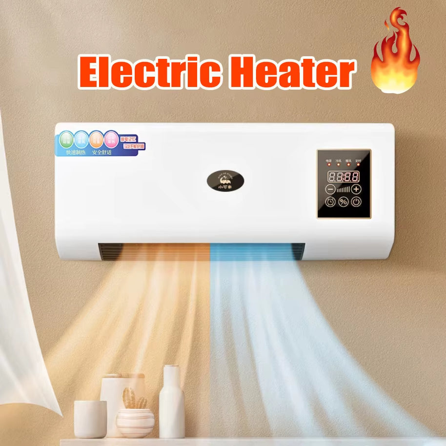 Wall-Mounted Electric Space Heater – Remote Control 3D Fan Heater for Home
